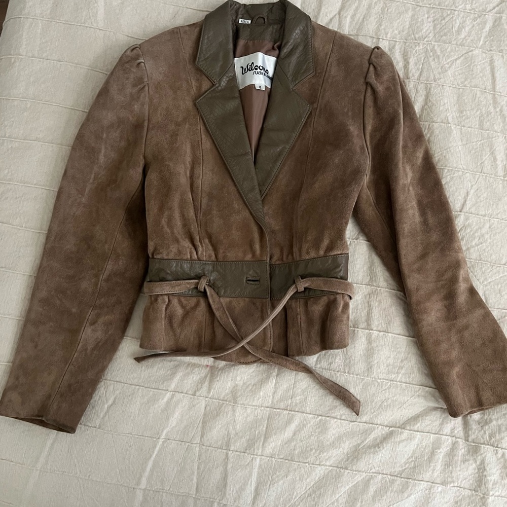 Vintage Wilson Brown and Tan Suede leather Blazer stagecoach western Coachella